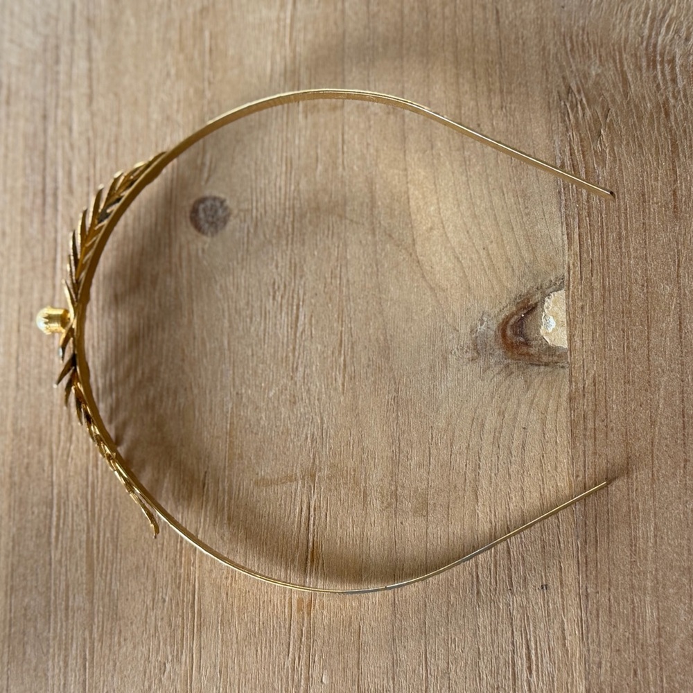 Vintage Gold Leaf Headband w Pearl Grecian Fifties Hair Accessory Jewelry Pretty - Picture 11 of 11